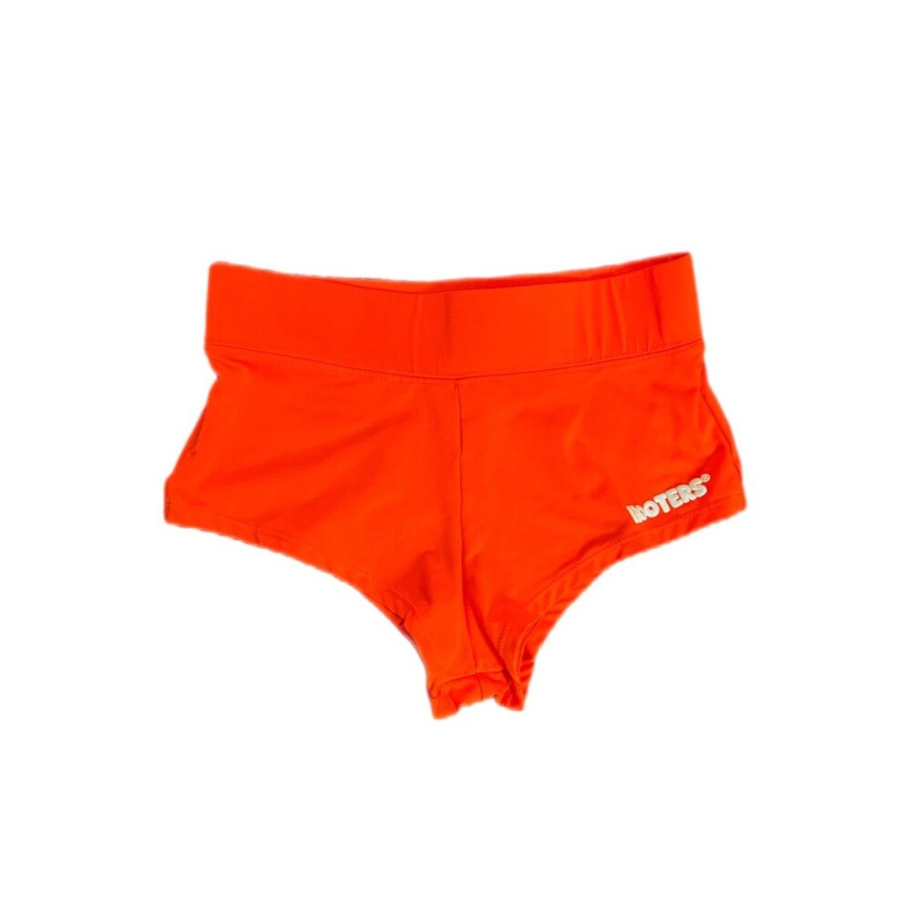 Hooters Orange Waitress Uniform Cheeky Booty Shorts Form-Fitting Low Rise Sz XS